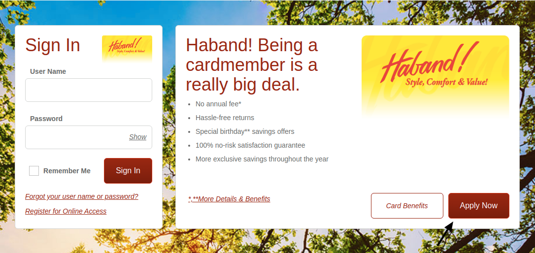 Haband Credit Card Apply