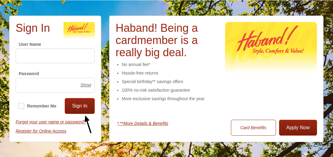 Haband Credit Card Login