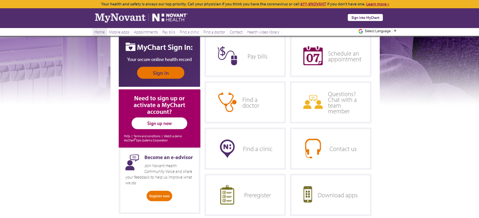 My Novant login