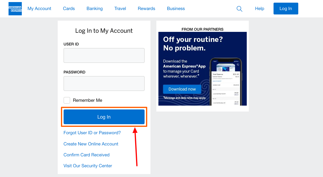american express login