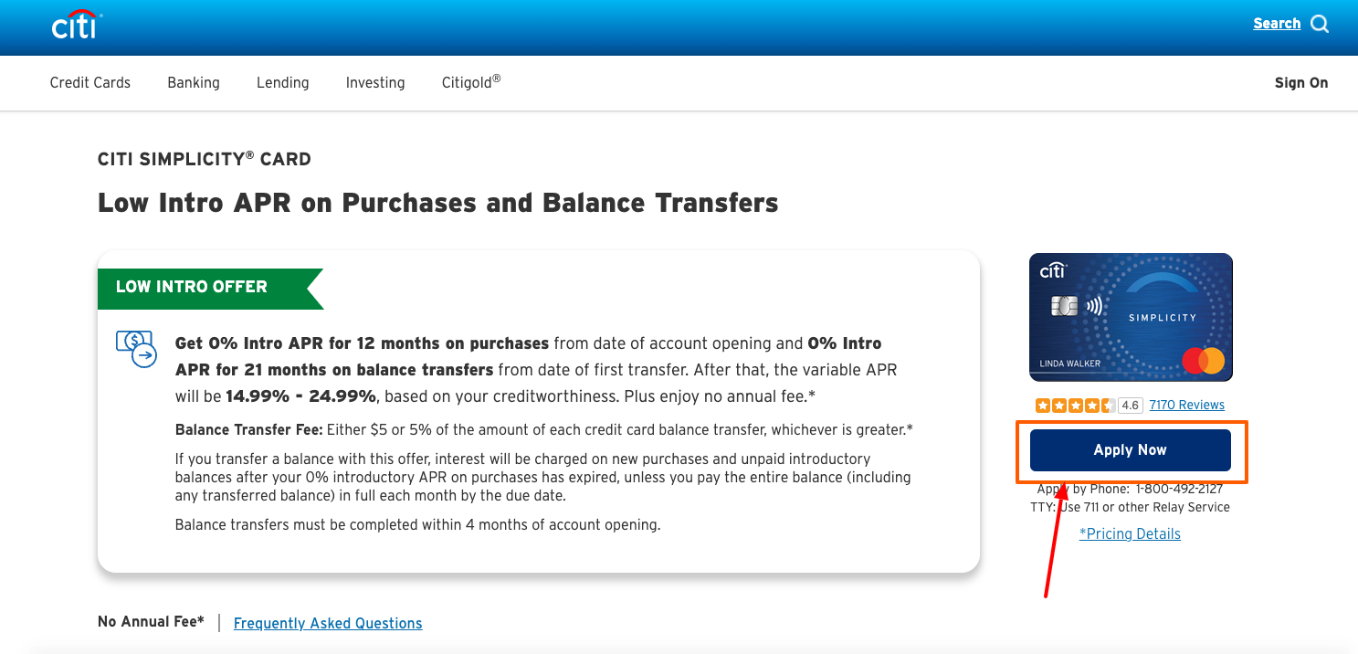 citi simplicity credit card application