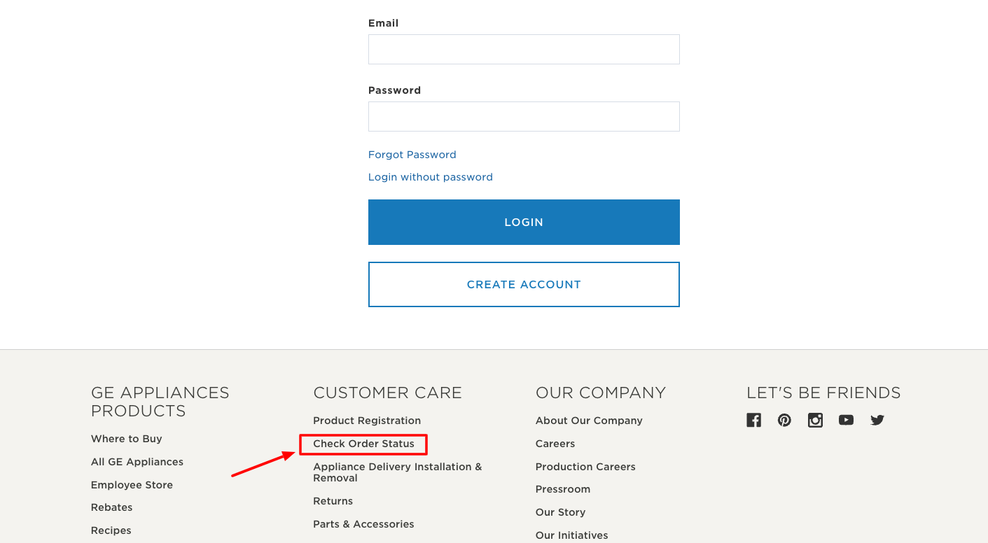 ge appliances order status