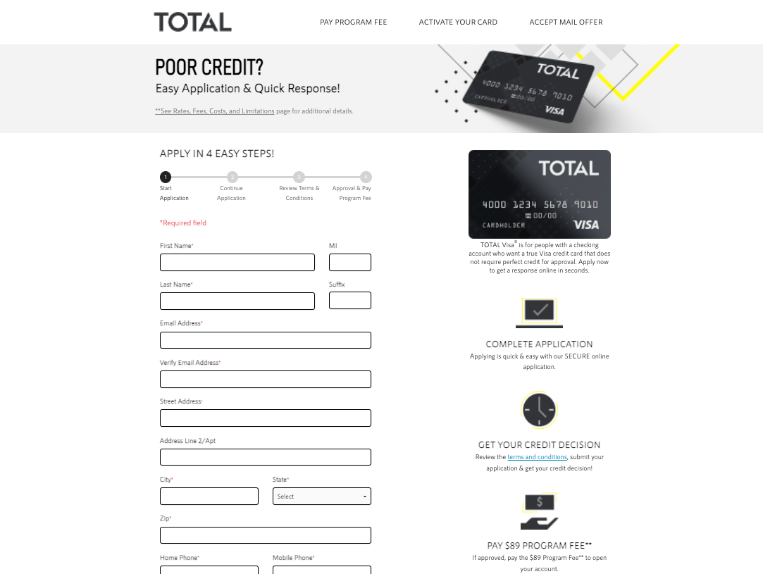 total visa card application