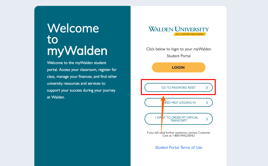 reset your mywalden student portal login account