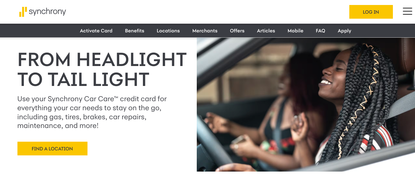 Synchrony Car Care Credit Card Login process