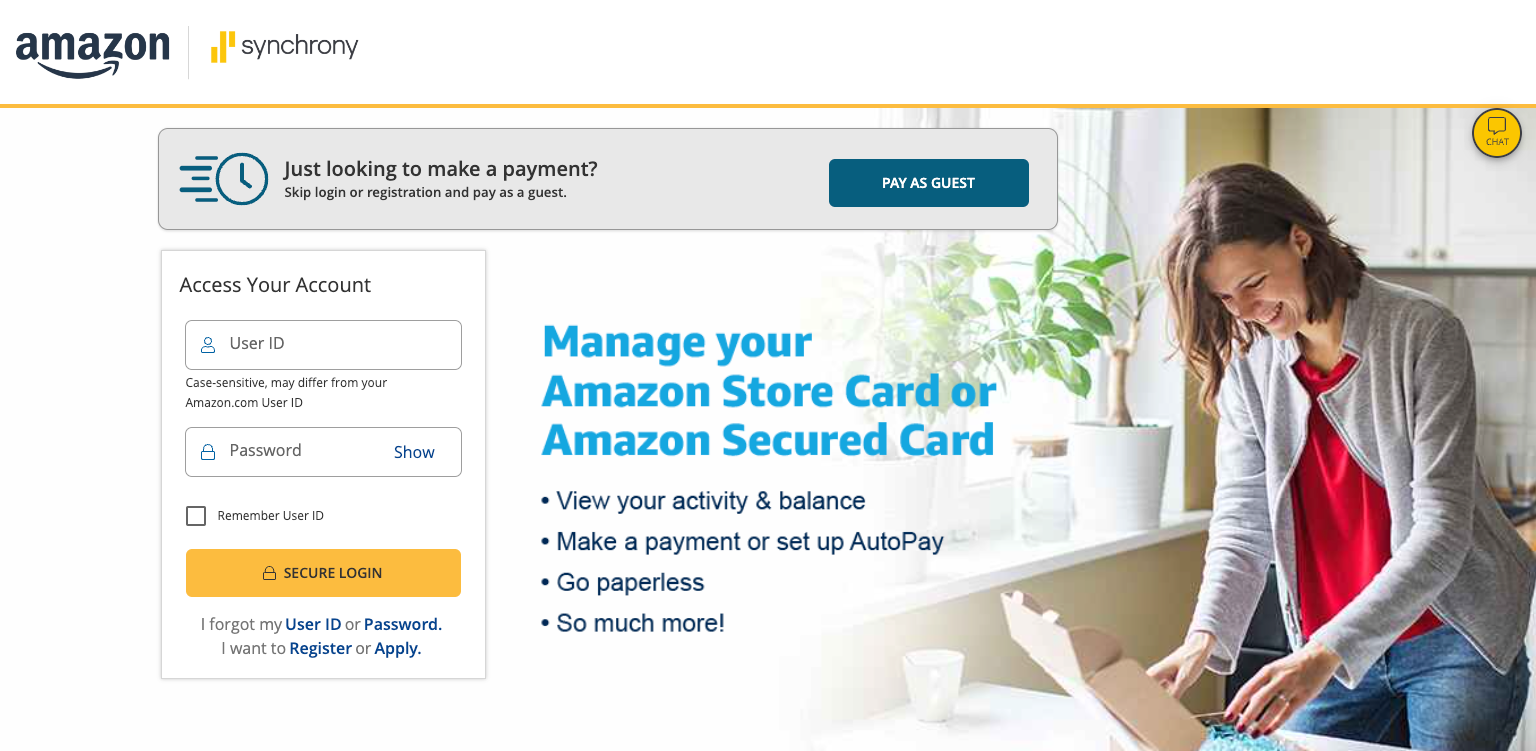 amazon store card login process