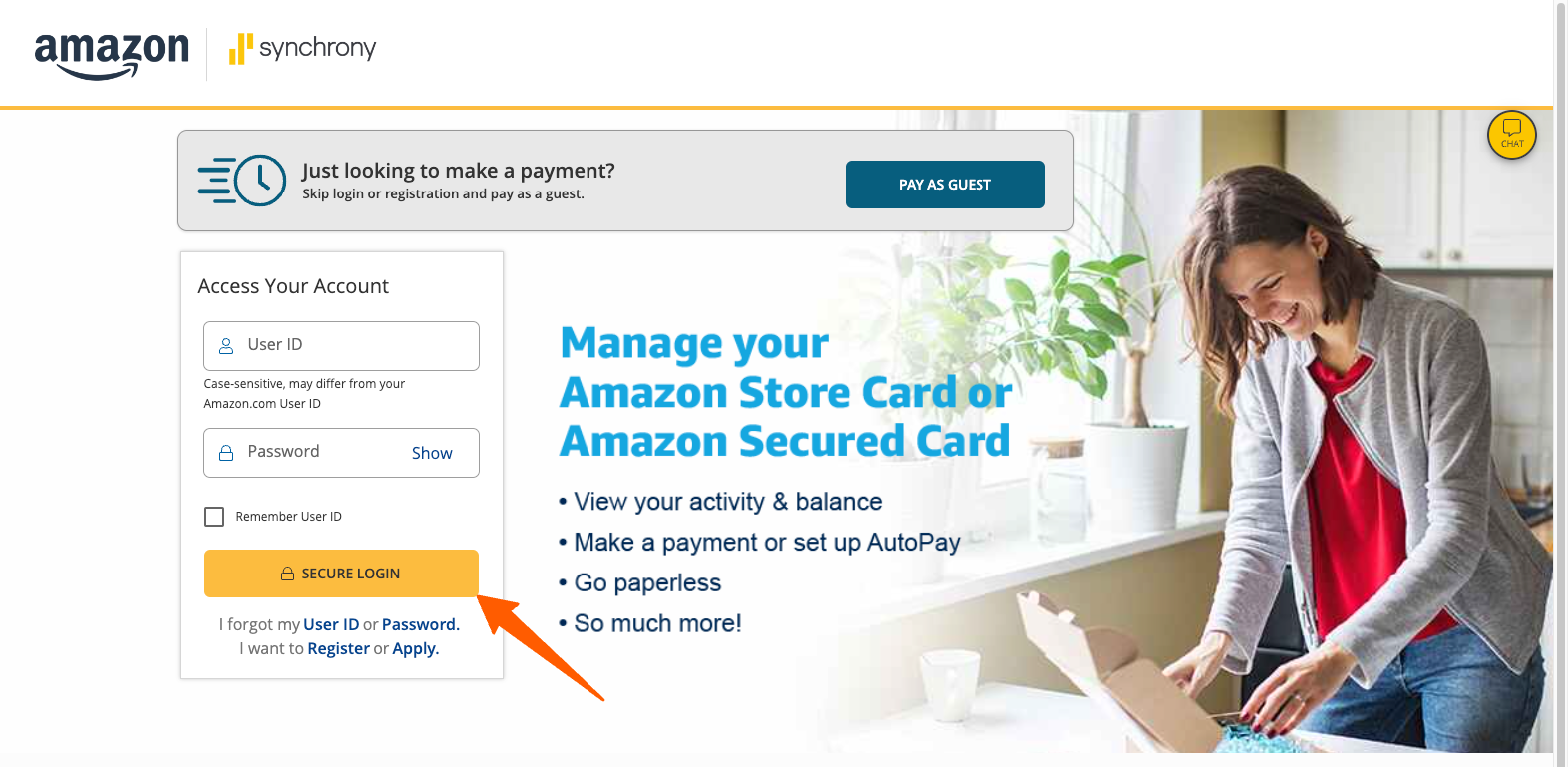 amazon store card login