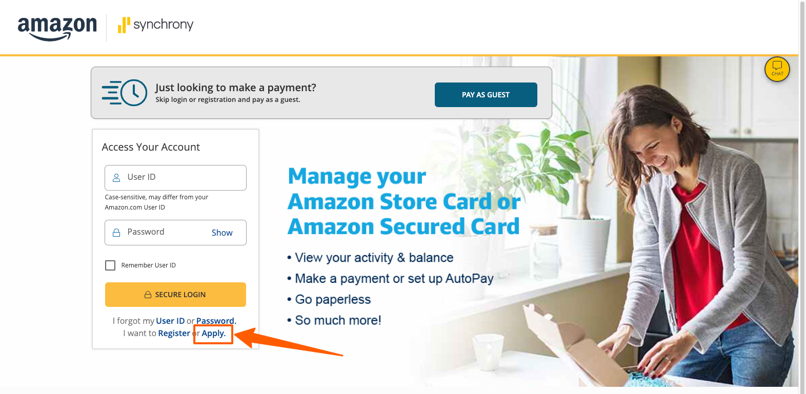 apply for amazon store card login account